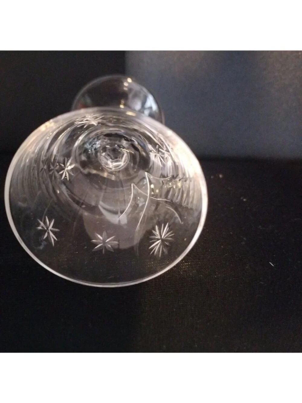 Set of 5 Cordial Short Stem Crystal Glasses Star Etched 3